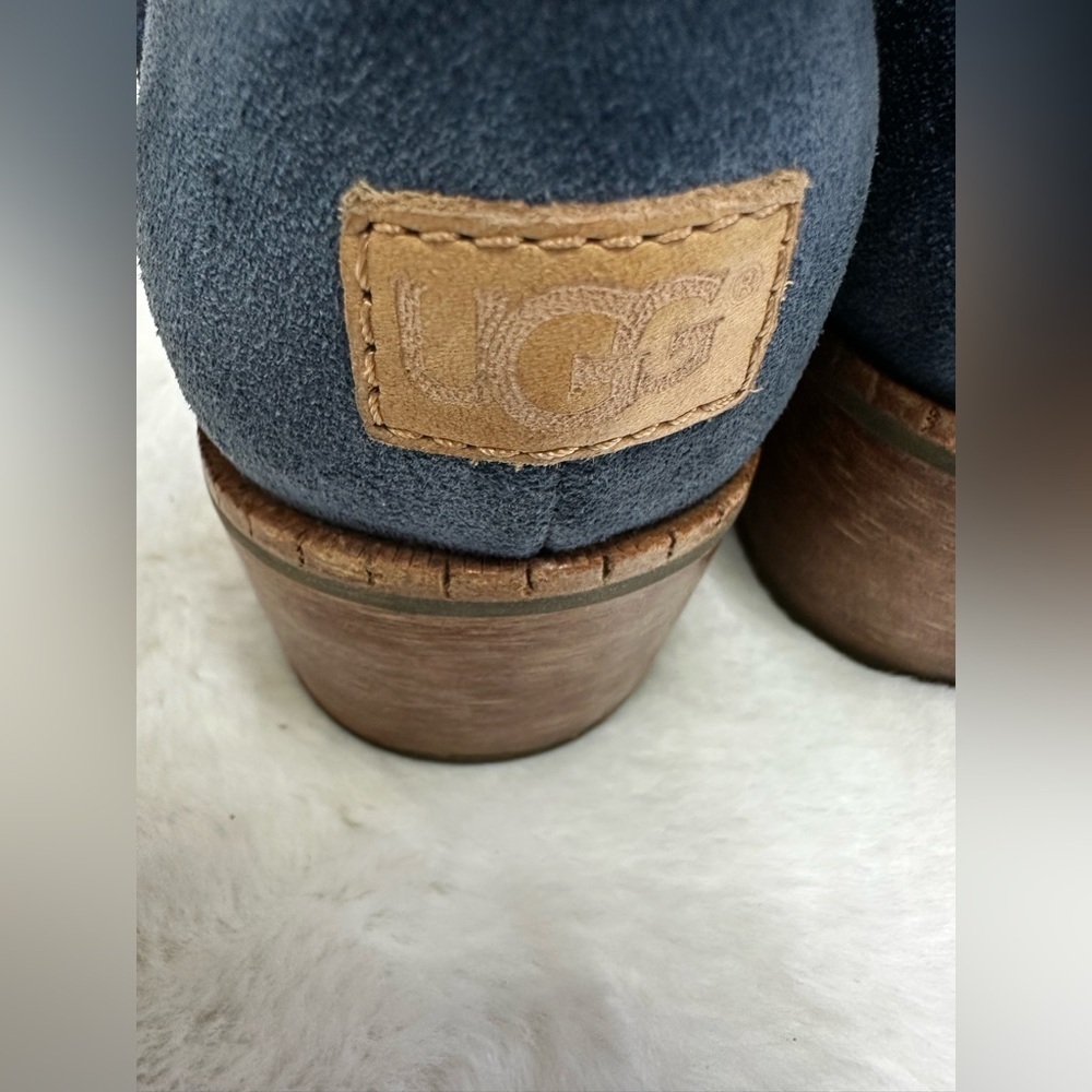 UGG Navy Suede Heeled Boots - Picture 10 of 15